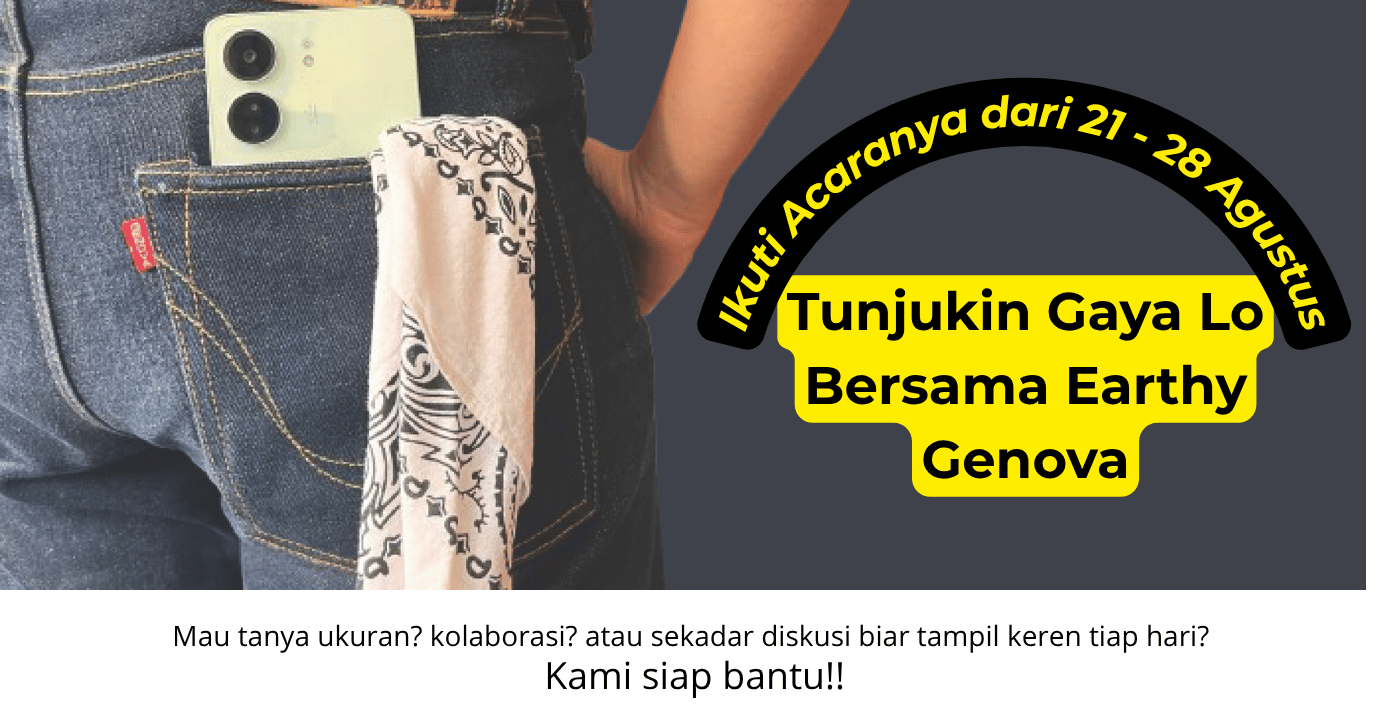 Saku belakang denim dengan bandana